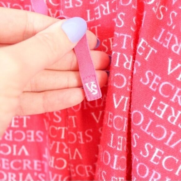Victoria's Secret Cotton Flannel Red and Pink Logo Long Sleeve Pajama Set Large - Picture 6 of 9